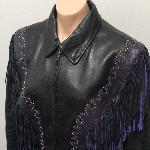 Leather Gallery Fringe Tassel Jacket Motorcycle - Picture 2 of 12